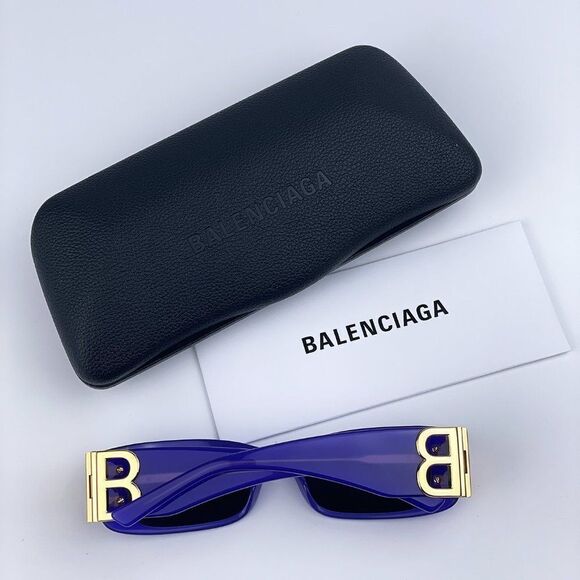 NEW Balenciaga BB0096S 004 Violet/Gold Gray Rectangle/Narrow Women Sunglasses - Picture 11 of 12